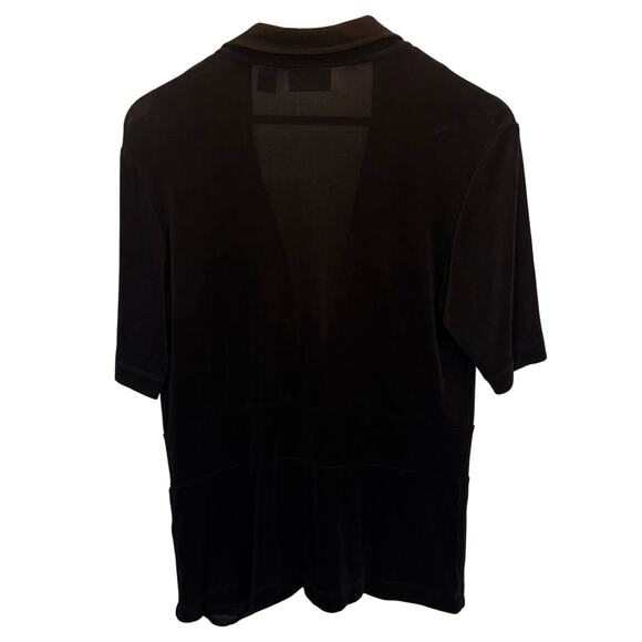 Chicos 1 Travelers Womens M Black Slinky V-Neck Button Top Stretch Drapey Travel - Picture 6 of 8